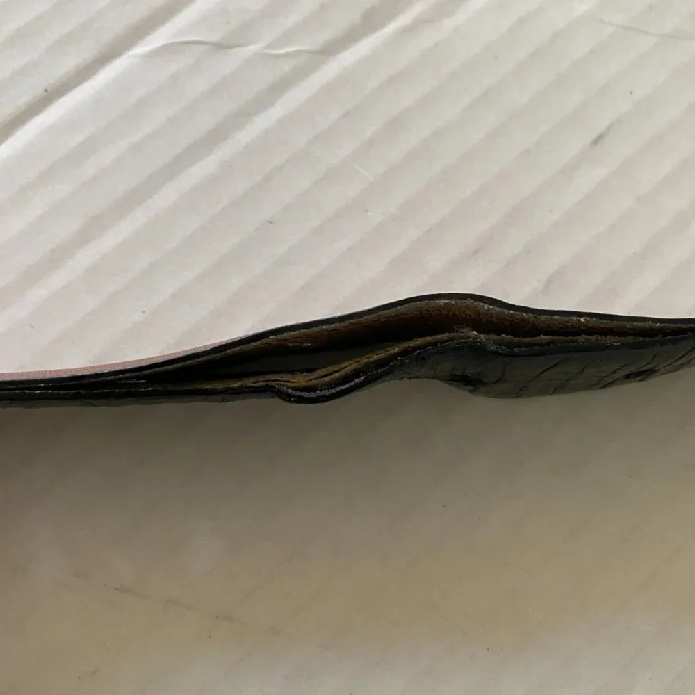Vintage Onyx by Brighton Black Croc Leather Belt 36 USA Western Full Grain